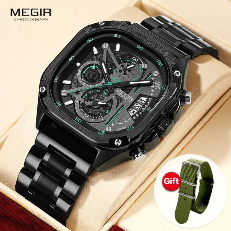 MEGIR Black Quartz Watch for Men - Image 2