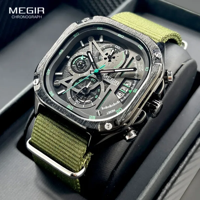 MEGIR Black Quartz Watch for Men